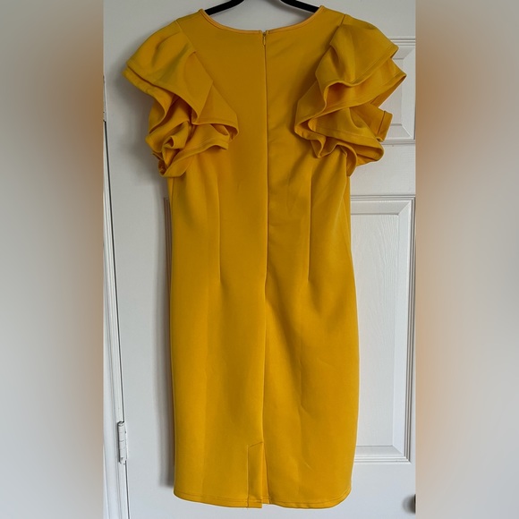 NWT New York & Company Short Sleeve Yellow Dress Size Large - Picture 5 of 9